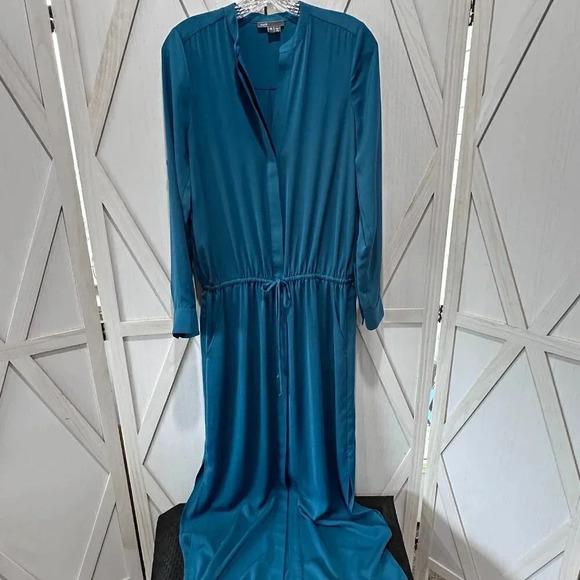 Vince Maxi Shirt Dress in Teal - Picture 4 of 16